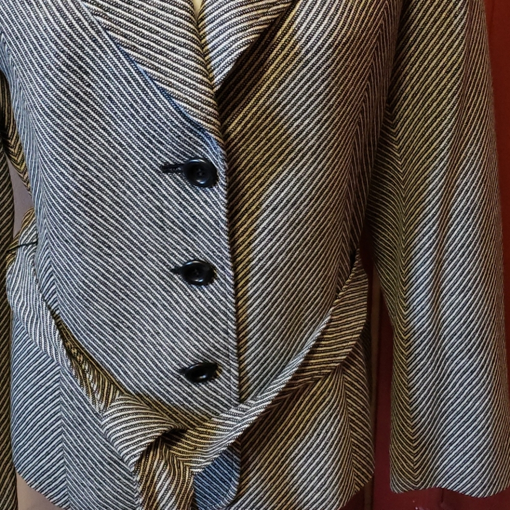 Talbots Ladies Black/Gray Stripe Jacket Size 12 - Picture 3 of 16